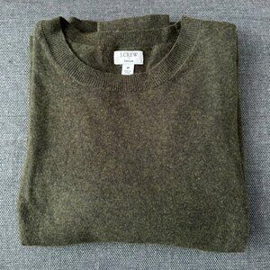 J Crew Hunter Green Teddie crew neck sweater size M